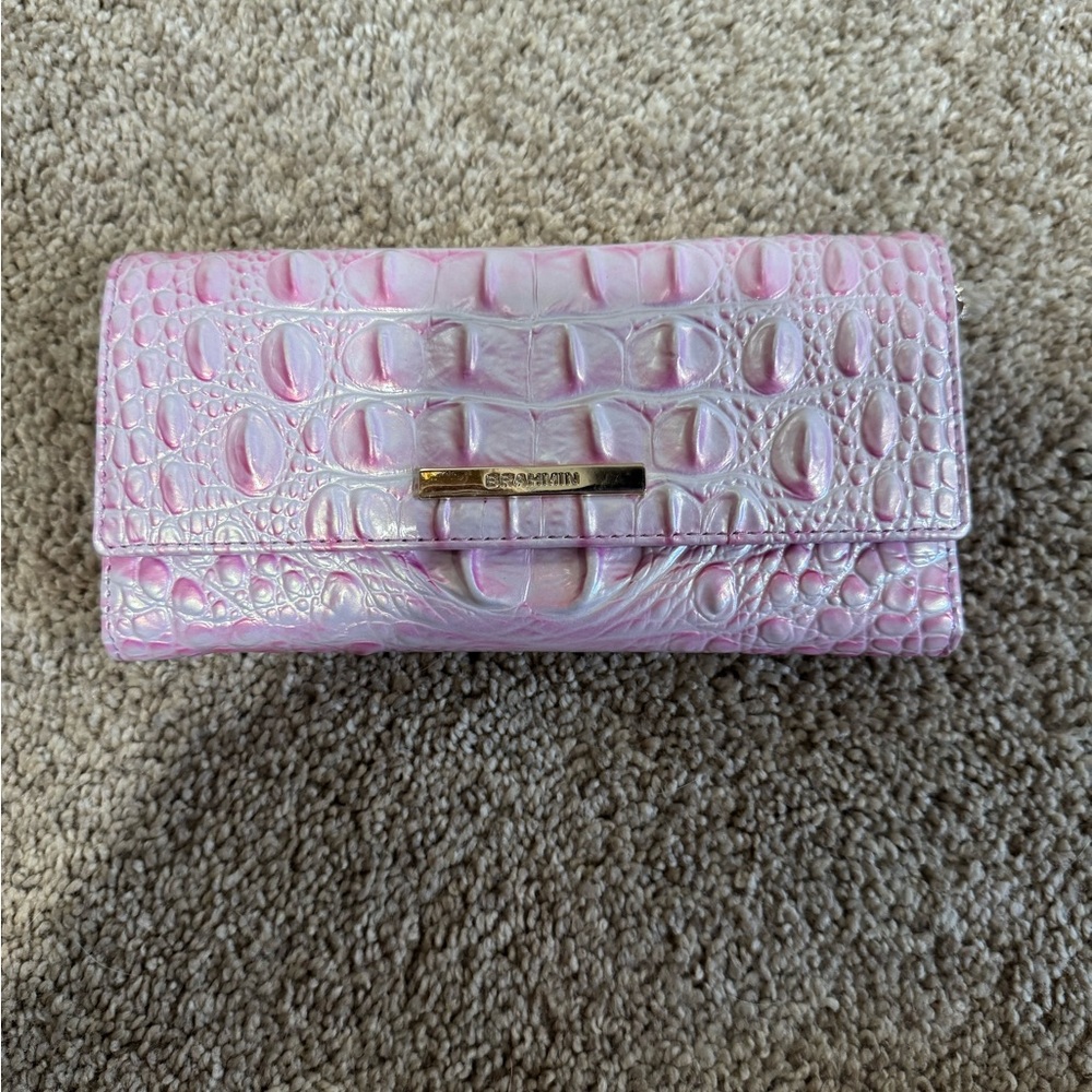 brahmin Crocodile Embossed Pink Wallet
